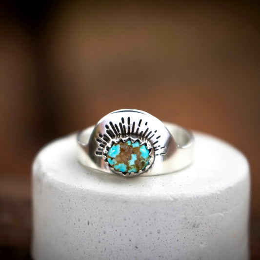 Sierra Bella Rising Sun Turquoise Stacking Ring In Sterling Silver-Womens-LittleGreenRoomJewelry-LittleGreenRoomJewelry