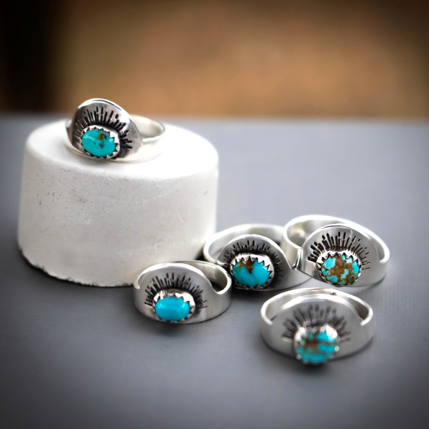 Sierra Bella Rising Sun Turquoise Stacking Ring In Sterling Silver-Womens-LittleGreenRoomJewelry-LittleGreenRoomJewelry