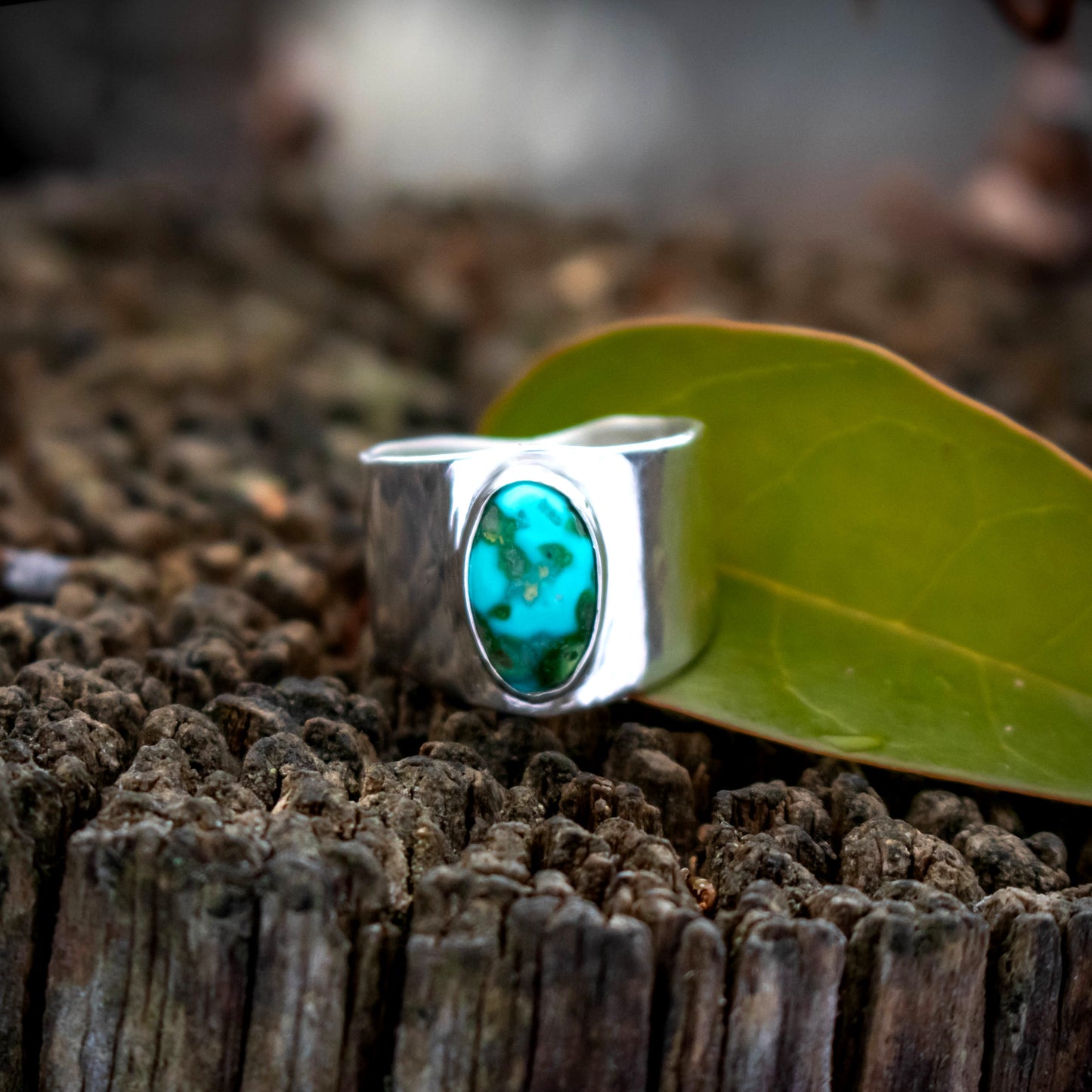 Sonoran Gold Turquoise Sterling Silver Statement Ring-Womens-LittleGreenRoomJewelry-LittleGreenRoomJewelry