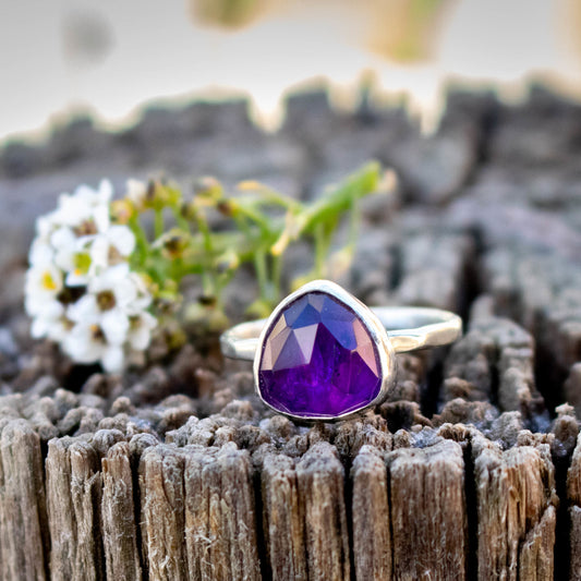 Purple Faceted Amethyst Birthstone Ring-Womens-LittleGreenRoomJewelry-LittleGreenRoomJewelry