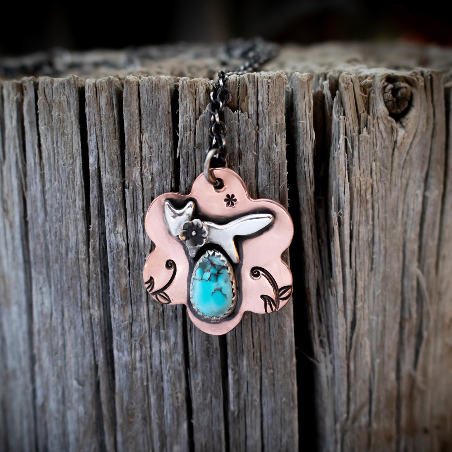 The Fox And The Flower Turquoise Necklace-Womens-LittleGreenRoomJewelry-LittleGreenRoomJewelry