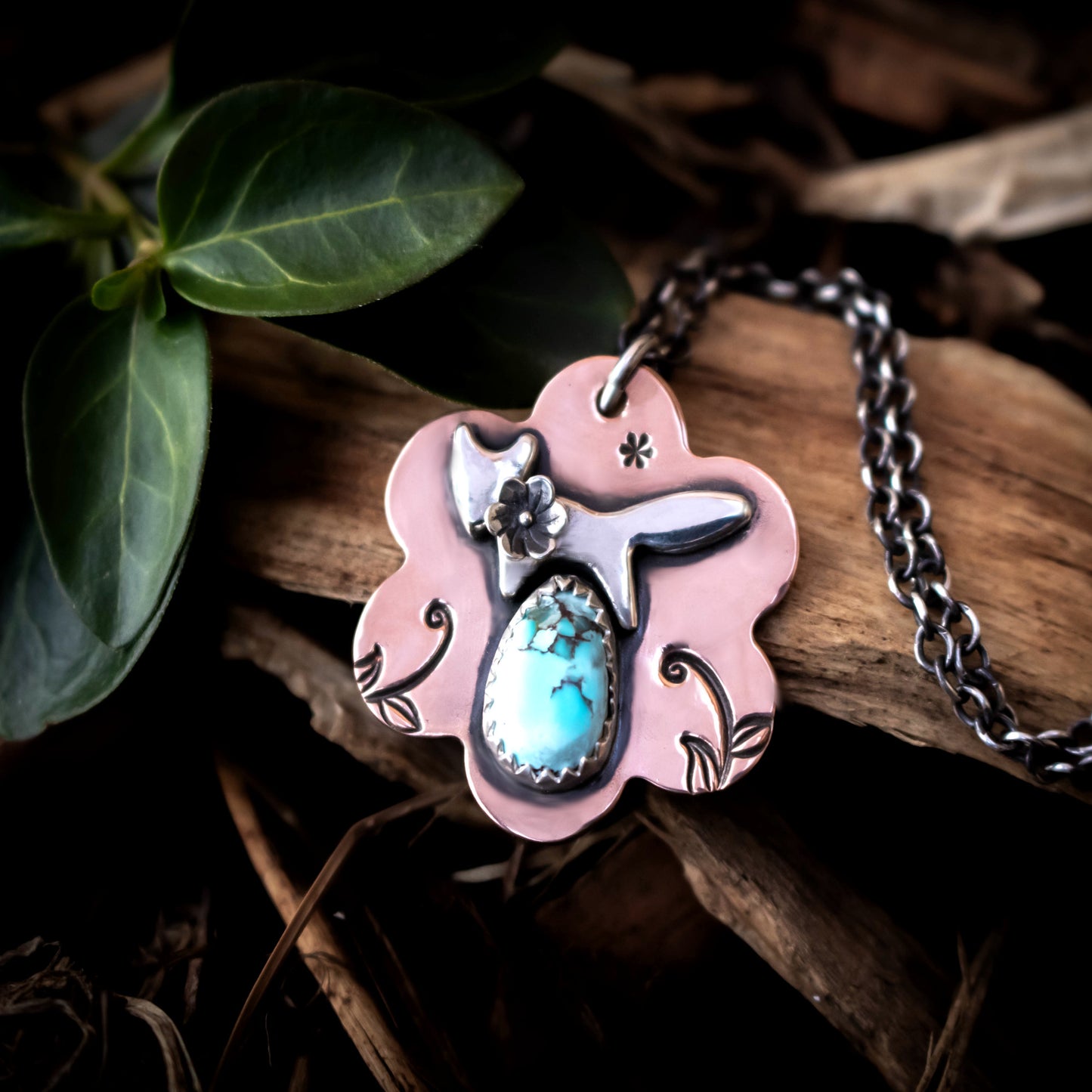 The Fox And The Flower Turquoise Necklace-Womens-LittleGreenRoomJewelry-LittleGreenRoomJewelry