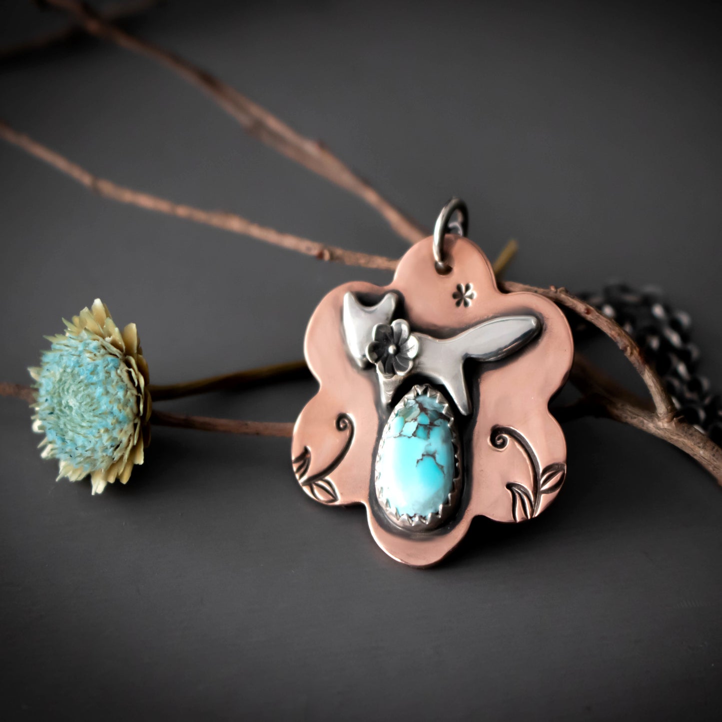 The Fox And The Flower Turquoise Necklace-Womens-LittleGreenRoomJewelry-LittleGreenRoomJewelry