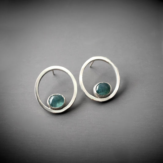 Modern Aqua Kyanite Hoop Earrings-Womens-LittleGreenRoomJewelry-LittleGreenRoomJewelry