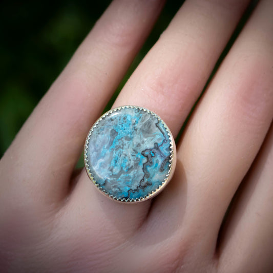 Bold And Beautiful Ripple Jasper Statement Ring Size 6-Womens-LittleGreenRoomJewelry-LittleGreenRoomJewelry