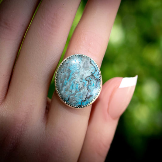 Bold And Beautiful Ripple Jasper Statement Ring Size 6-Womens-LittleGreenRoomJewelry-LittleGreenRoomJewelry