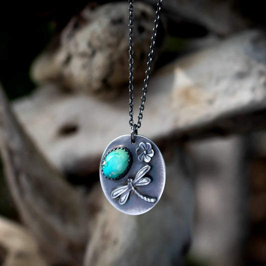 Dreamy Dragonfly Sonoran Gold Turquoise Necklace-Womens-LittleGreenRoomJewelry-LittleGreenRoomJewelry