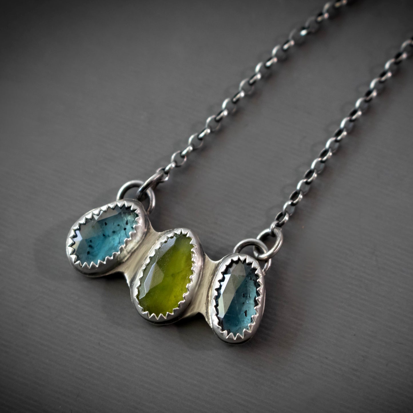 Triple Faceted Stone Traveler Necklace-Womens-LittleGreenRoomJewelry-LittleGreenRoomJewelry