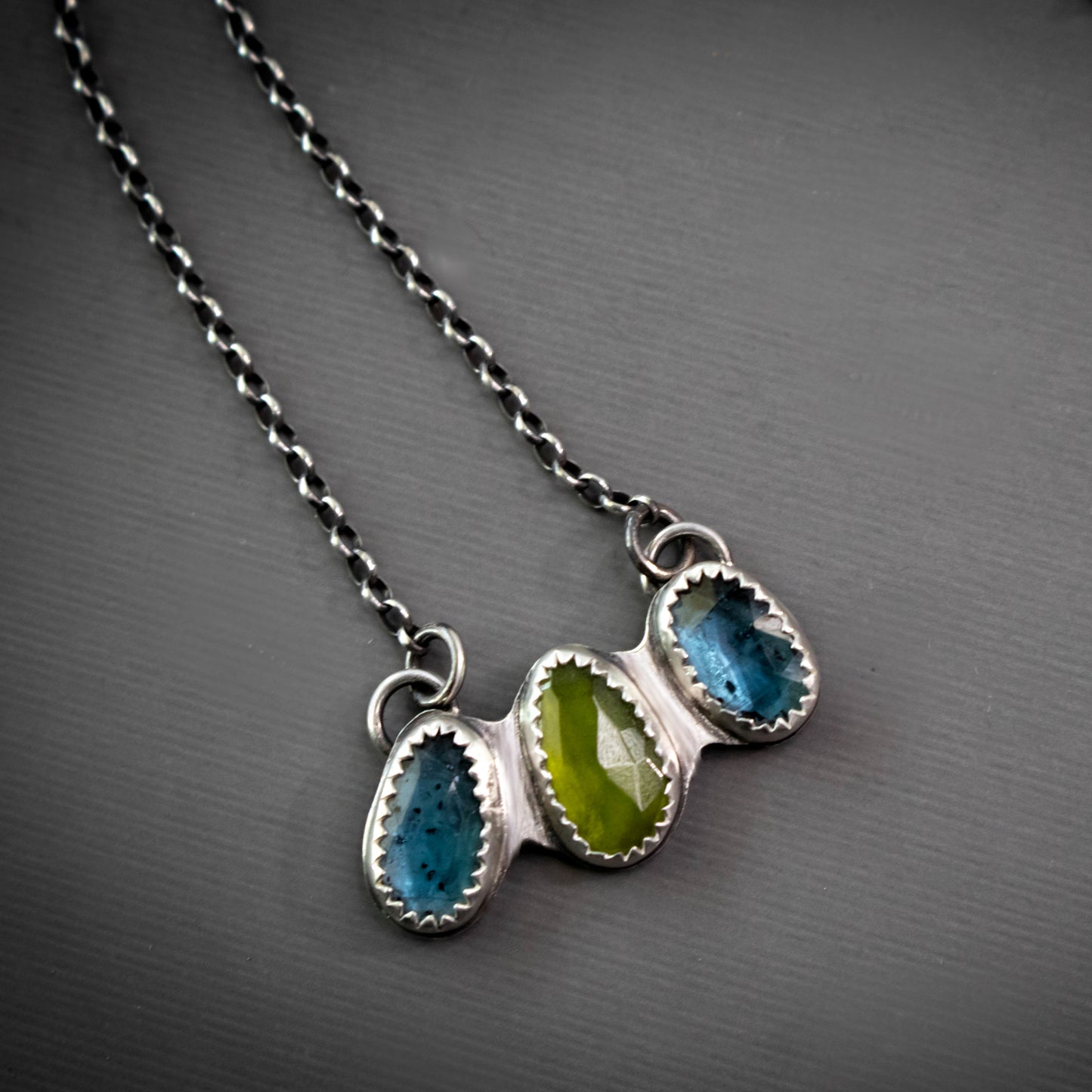 Triple Faceted Stone Traveler Necklace-Womens-LittleGreenRoomJewelry-LittleGreenRoomJewelry