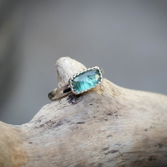 Waters Edge Faceted Green Kyanite Stacking Ring-Womens-LittleGreenRoomJewelry-LittleGreenRoomJewelry