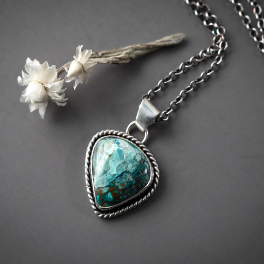 Ocean Waters Shattuckite Chrysocolla Necklace-Womens-LittleGreenRoomJewelry-LittleGreenRoomJewelry
