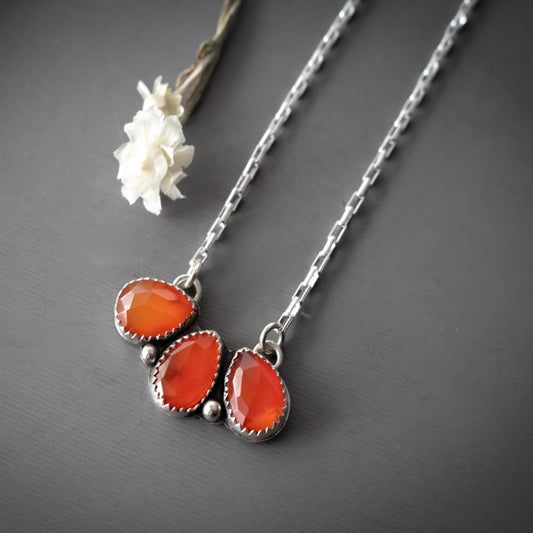 Carnelian Flower Petal Necklace-Womens-LittleGreenRoomJewelry-LittleGreenRoomJewelry