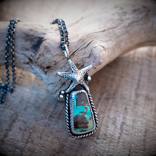 Turquoise Sea Star Necklace-womens-LittleGreenRoomJewelry-LittleGreenRoomJewelry