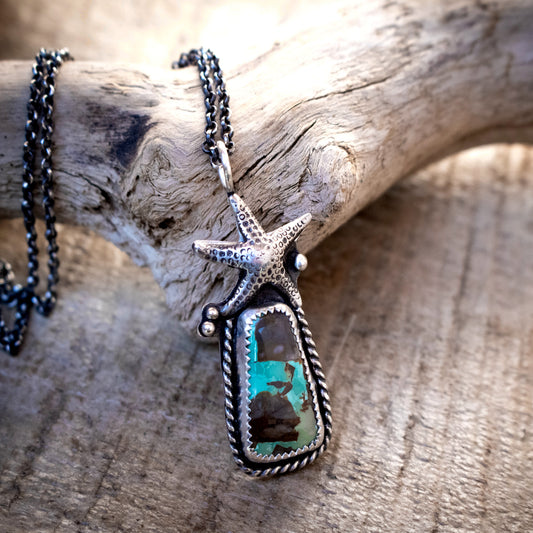 Turquoise Sea Star Necklace-womens-LittleGreenRoomJewelry-LittleGreenRoomJewelry