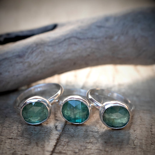 Sea Glass Green Kyanite Faceted Ring-Womens-LittleGreenRoomJewelry-LittleGreenRoomJewelry