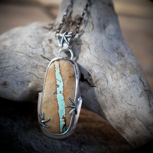 Ribbon Turquoise Waterfall Sea Star Necklace-Womens-LittleGreenRoomJewelry-LittleGreenRoomJewelry