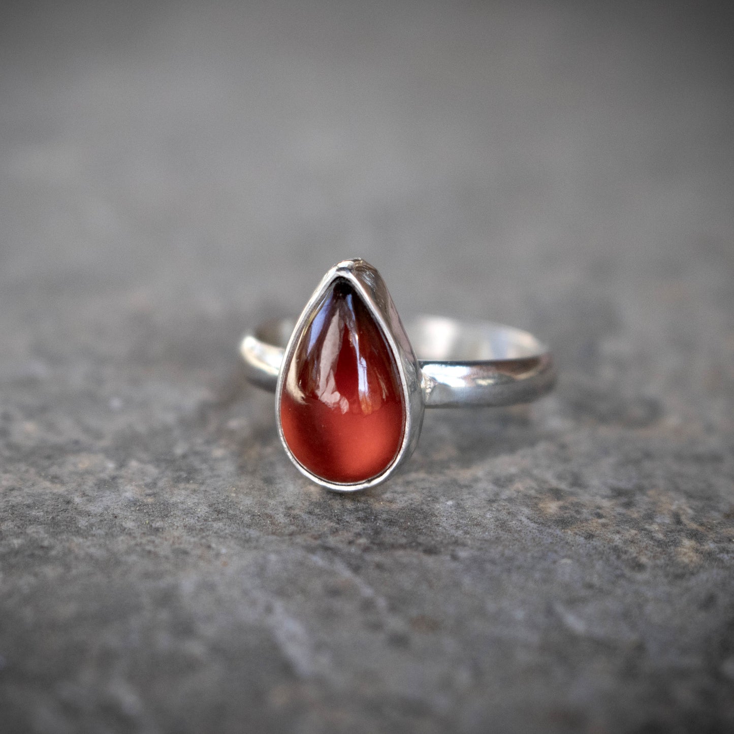 Size 8 Hessonite Garnet Teardrop Sterling Silver Ring-Womens-LittleGreenRoomJewelry-LittleGreenRoomJewelry