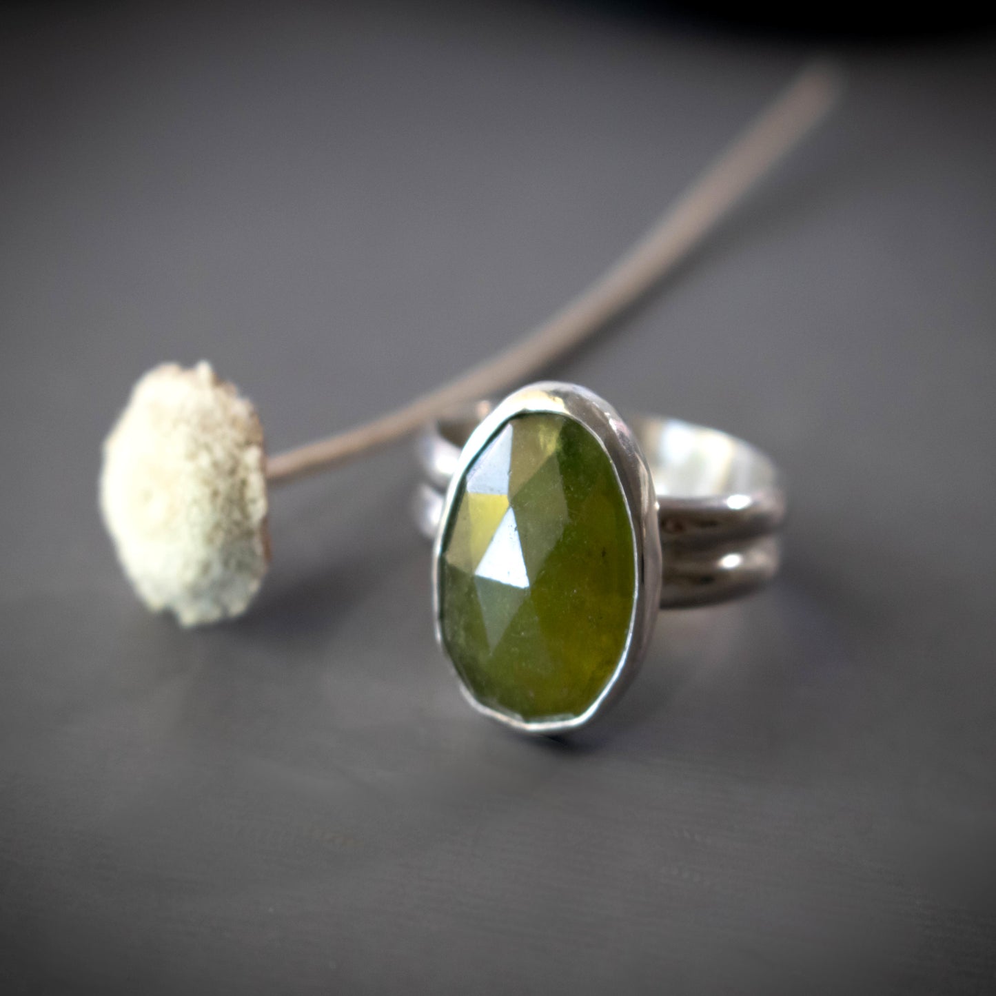 Size 8 Stunning Faceted Green Vesuvianite Ring-Womens-LittleGreenRoomJewelry-LittleGreenRoomJewelry