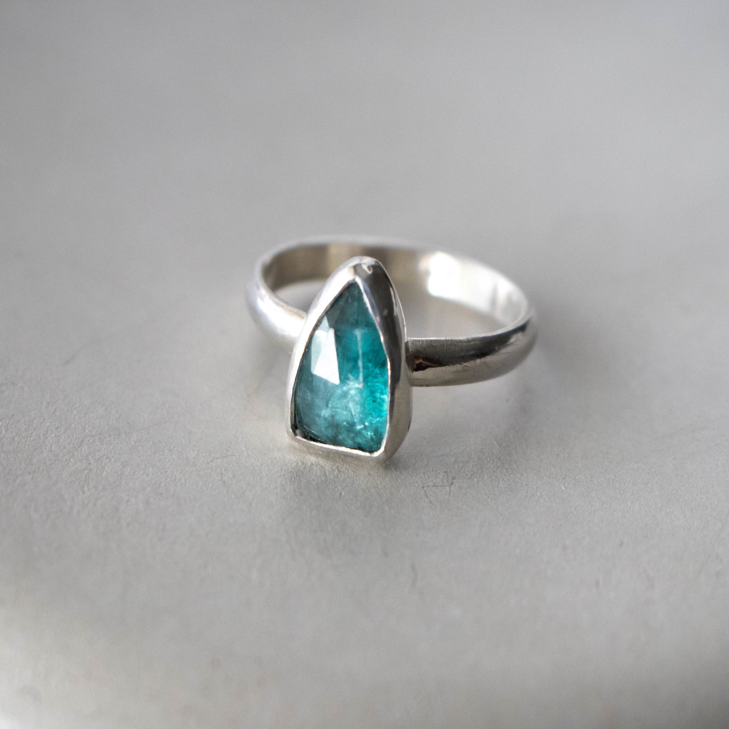 Faceted Blue Paraiba Sterling Silver Ring Size 7-Womens-LittleGreenRoomJewelry-LittleGreenRoomJewelry