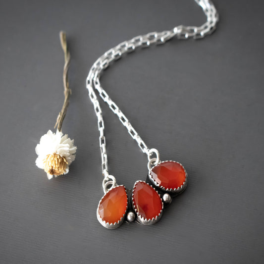 Carnelian Flower Petal Necklace-Womens-LittleGreenRoomJewelry-LittleGreenRoomJewelry