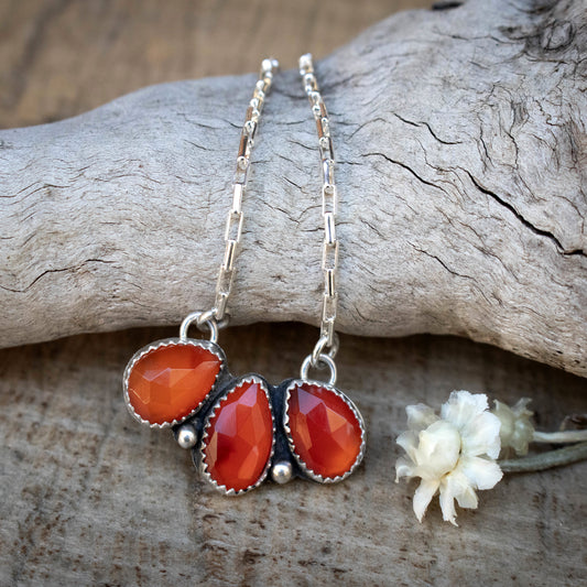 Carnelian Flower Petal Necklace-Womens-LittleGreenRoomJewelry-LittleGreenRoomJewelry