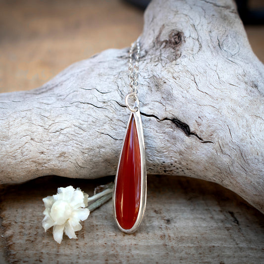 Carnelian Teardrop Necklace-Womens-LittleGreenRoomJewelry-LittleGreenRoomJewelry