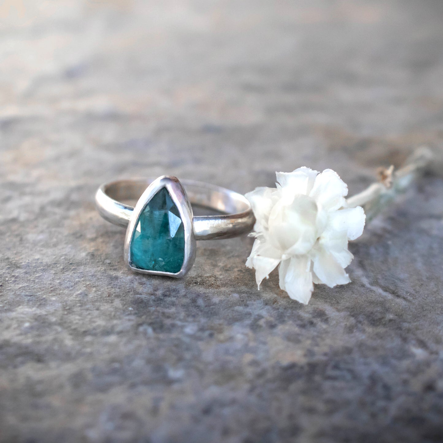 Faceted Blue Paraiba Sterling Silver Ring Size 7-Womens-LittleGreenRoomJewelry-LittleGreenRoomJewelry