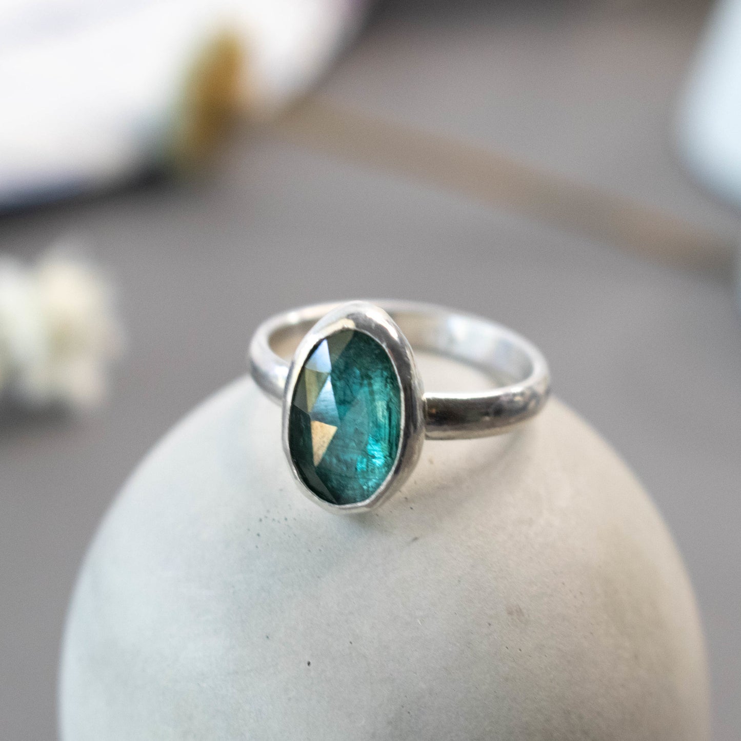 Sea Green Faceted Kyanite Ring Size 6.5-Womens-LittleGreenRoomJewelry-LittleGreenRoomJewelry
