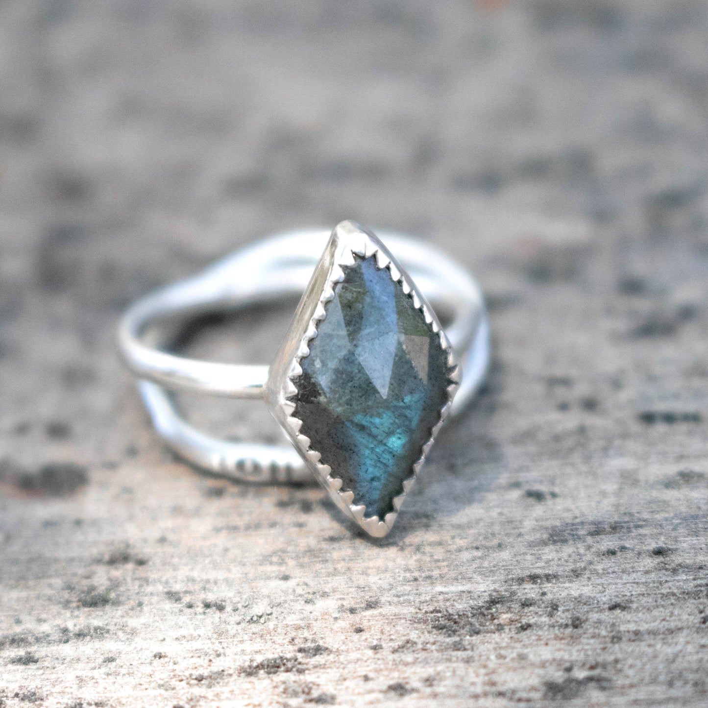 Faceted Labradorite Sterling Silver Ring Set-Womens-LittleGreenRoomJewelry-LittleGreenRoomJewelry