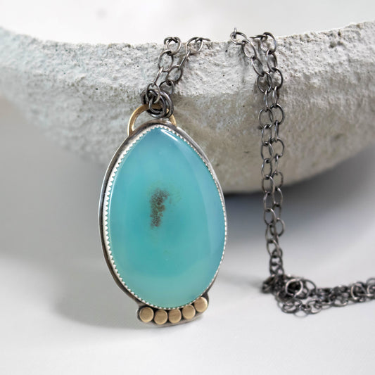 Aqua Agate Gemstone Necklace-Womens-LittleGreenRoomJewelry-LittleGreenRoomJewelry