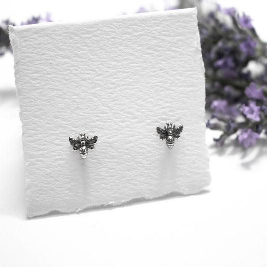 Sterling Silver Honey Bee Earrings-Womens-LittleGreenRoomJewelry-LittleGreenRoomJewelry
