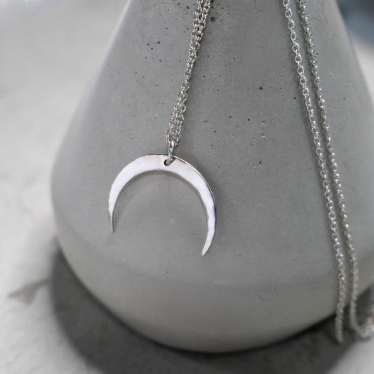 Hammered Crescent Moon Necklace-Womens-LittleGreenRoomJewelry-LittleGreenRoomJewelry