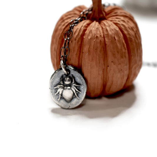Tiny Halloween Spider Necklace-Womens-LittleGreenRoomJewelry-LittleGreenRoomJewelry