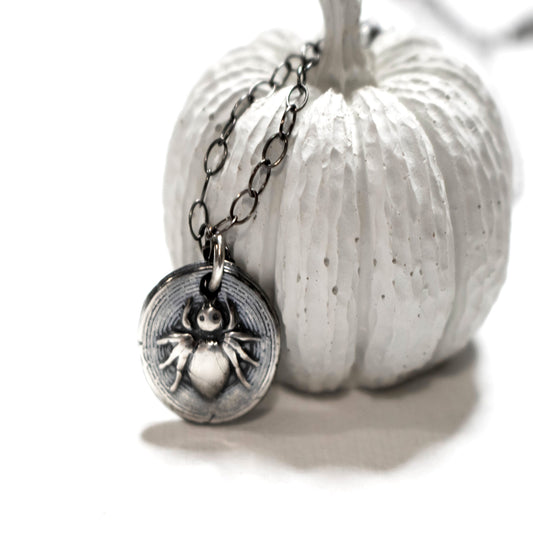Tiny Halloween Spider Necklace-Womens-LittleGreenRoomJewelry-LittleGreenRoomJewelry