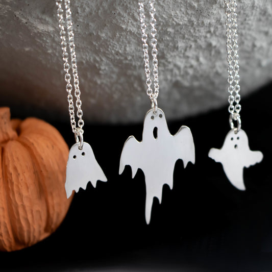 Little Spooky Ghost Halloween Necklace-Womens-LittleGreenRoomJewelry-LittleGreenRoomJewelry