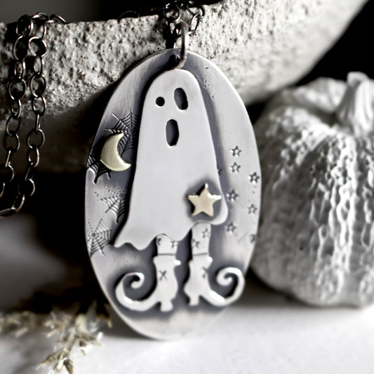 Starla The Ghost Halloween Necklace-Womens-LittleGreenRoomJewelry-LittleGreenRoomJewelry