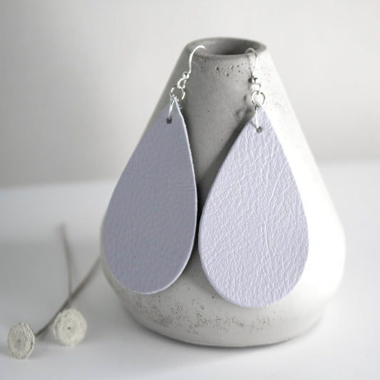 Dove Grey Leather Earrings-Womens-LittleGreenRoomJewelry-LittleGreenRoomJewelry