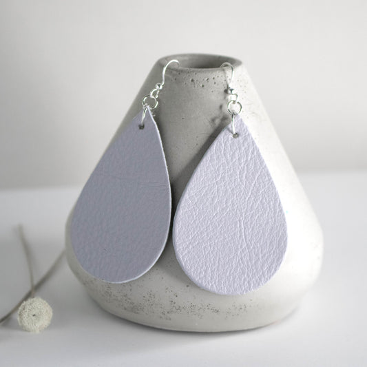 Dove Grey Leather Earrings-Womens-LittleGreenRoomJewelry-LittleGreenRoomJewelry