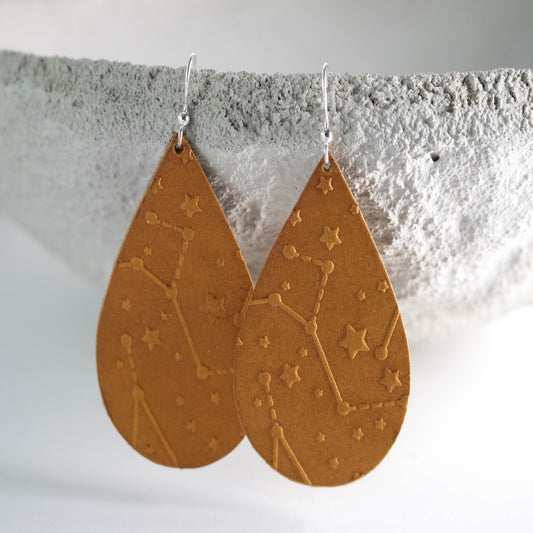 Leather Constellation Earrings-Womens-LittleGreenRoomJewelry-LittleGreenRoomJewelry