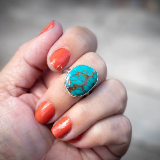 Turquoise Statement Ring-Womens-LittleGreenRoomJewelry-LittleGreenRoomJewelry