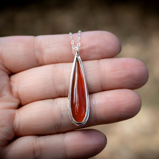 Carnelian Teardrop Necklace-Womens-LittleGreenRoomJewelry-LittleGreenRoomJewelry