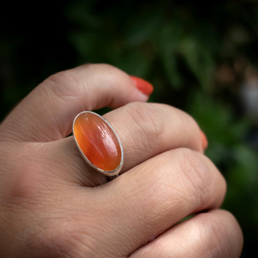 Oval Carnelian Ring-Womens-LittleGreenRoomJewelry-LittleGreenRoomJewelry