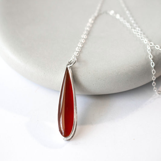 Carnelian Teardrop Necklace-Womens-LittleGreenRoomJewelry-LittleGreenRoomJewelry