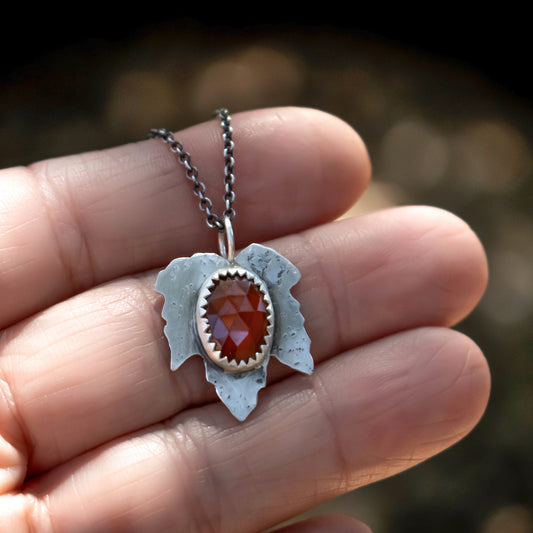Hessonite Garnet Leaf Necklace-Womens-LittleGreenRoomJewelry-LittleGreenRoomJewelry