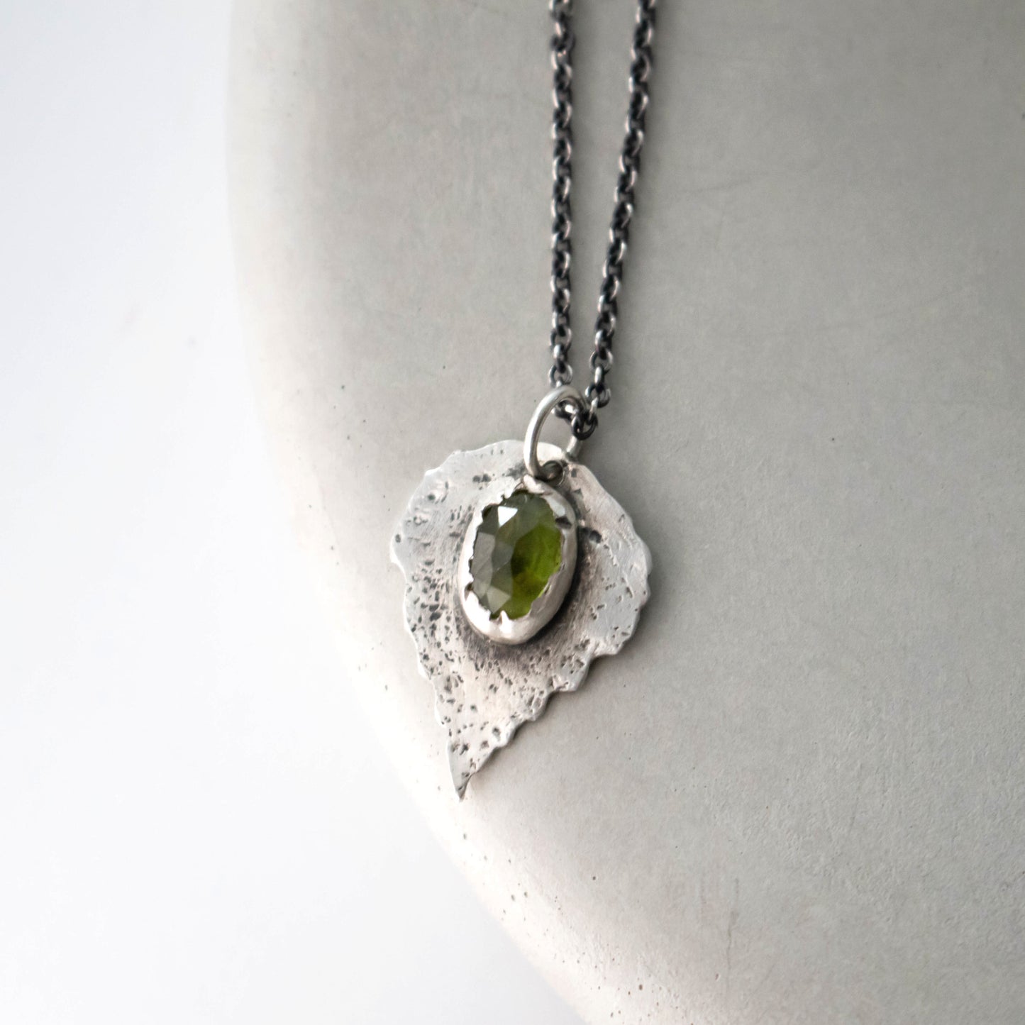 Green Vesuvianite Leaf Necklace-Womens-LittleGreenRoomJewelry-LittleGreenRoomJewelry