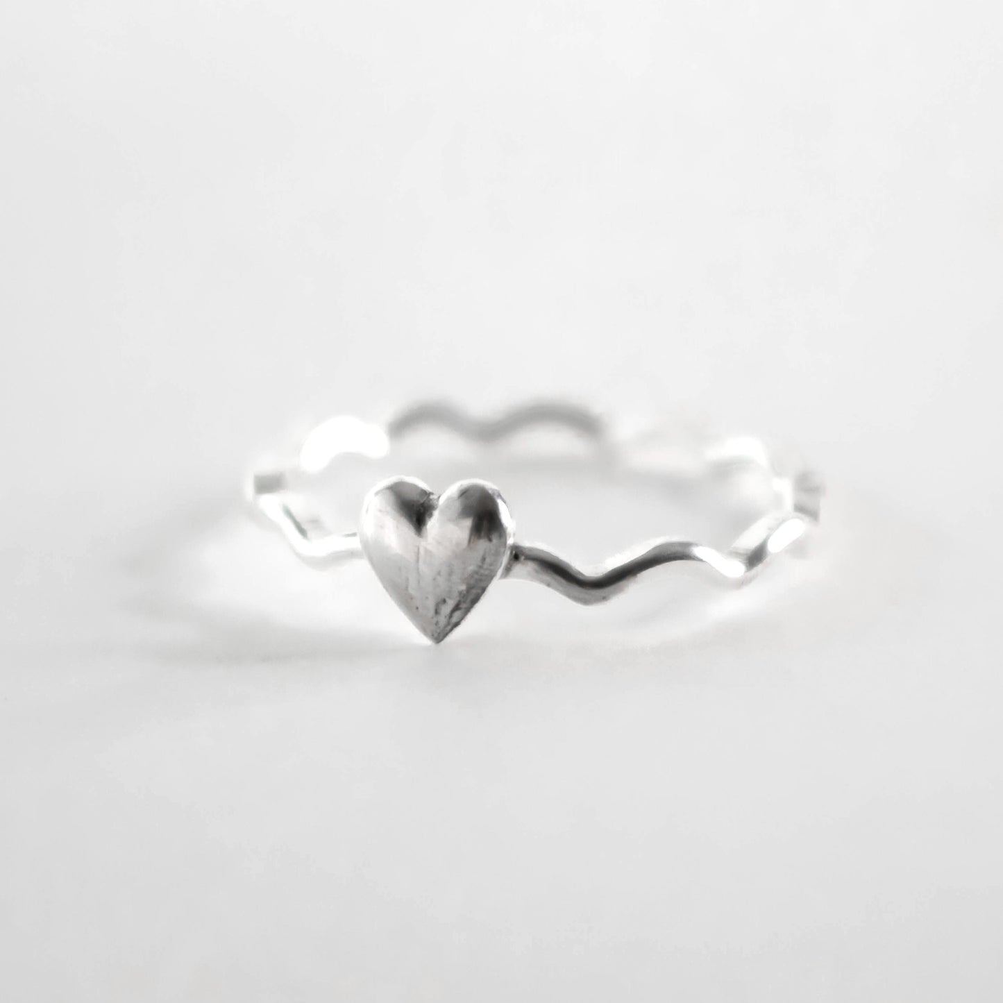 Remember Me Wavy Sterling Silver Heart Stacking Ring