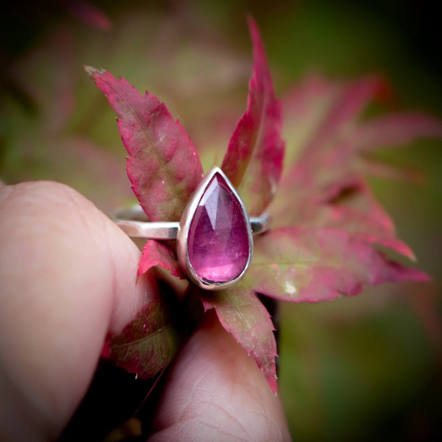 Faceted Pink Sapphire Pear Shaped Ring Size 7.5-Womens-LittleGreenRoomJewelry-LittleGreenRoomJewelry