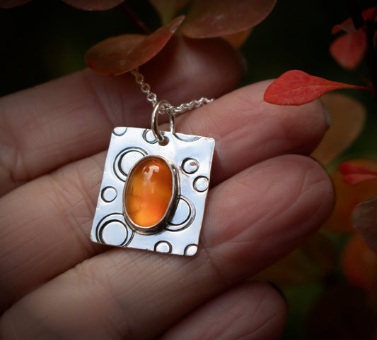 Oval Carnelian Sunset Orange Necklace-Womens-LittleGreenRoomJewelry-LittleGreenRoomJewelry