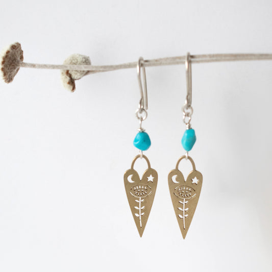 Turquoise Heart Earrings-Womens-LittleGreenRoomJewelry-LittleGreenRoomJewelry