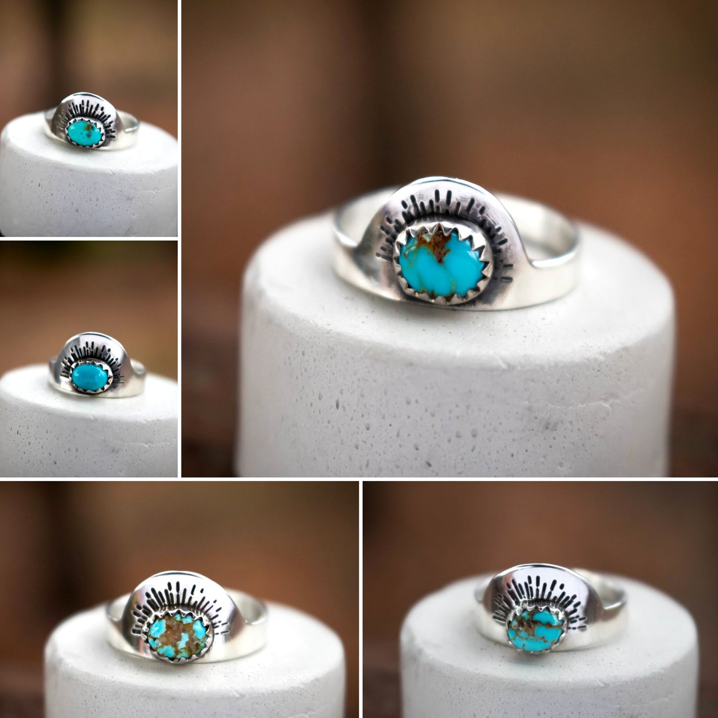 Sierra Bella Rising Sun Turquoise Stacking Ring In Sterling Silver-Womens-LittleGreenRoomJewelry-LittleGreenRoomJewelry